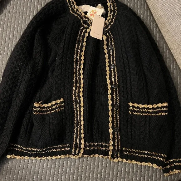 NWT Doen Tamara Black Cable Knit Cardigan - Picture 2 of 4